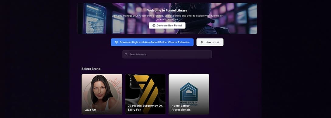 Funnel Library Interface - Centralized funnel management platform