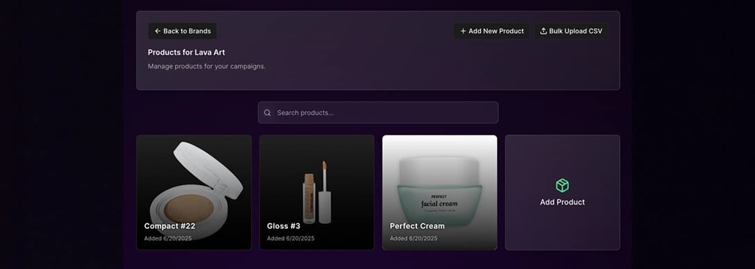 Products Library Interface - Product catalog management platform